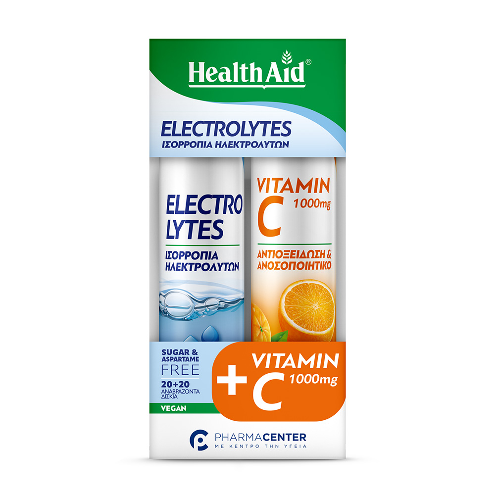 HEALTH AID - PROMO PACK Electrolytes - 20eff.tabs ΜΕ ΔΩΡΟ Vitamin C 1000mg (πορτοκάλι) - 20eff.tabs